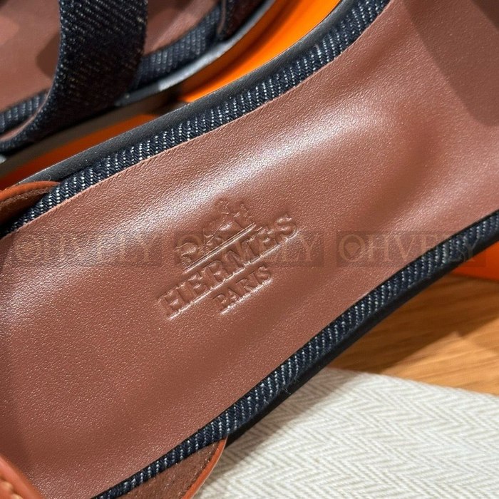 에르메스 Santorini 산토리니 샌들 데님