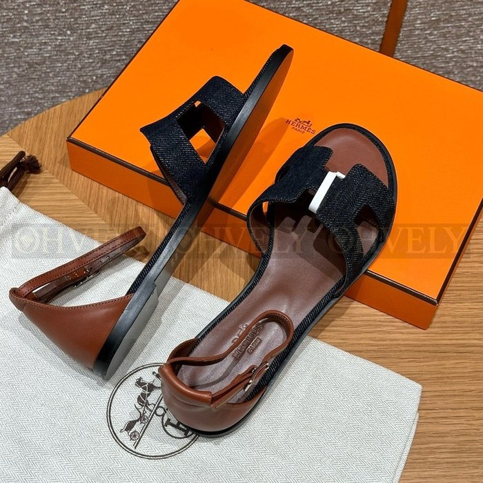 에르메스 Santorini 산토리니 샌들 데님