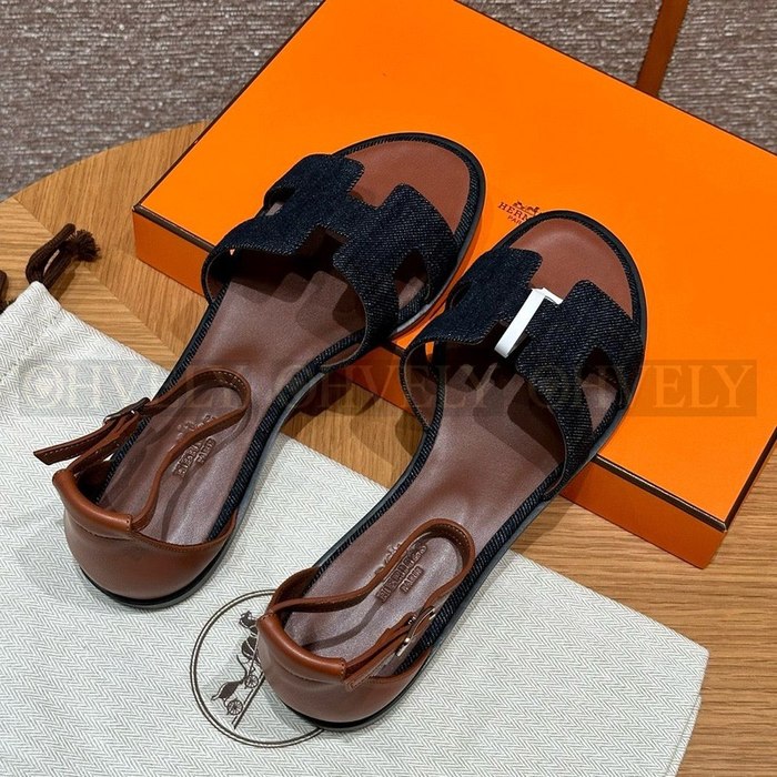 에르메스 Santorini 산토리니 샌들 데님