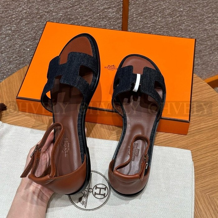 에르메스 Santorini 산토리니 샌들 데님