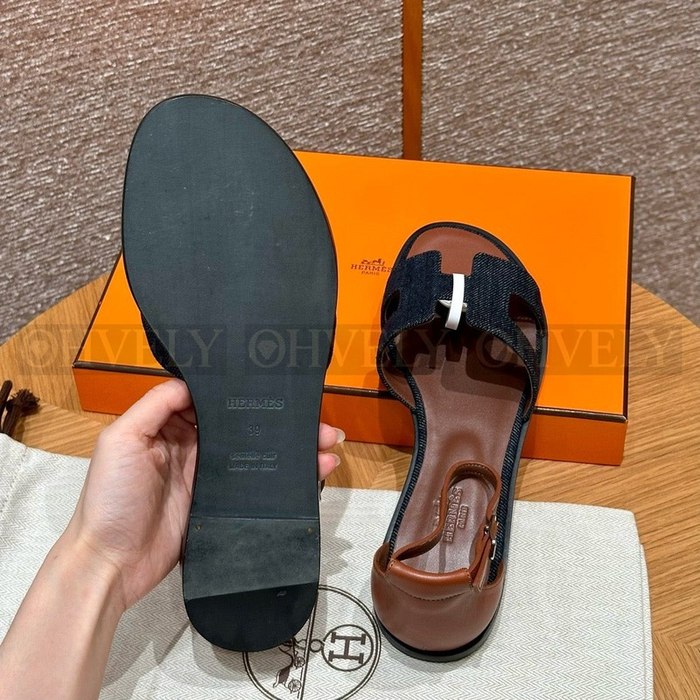 에르메스 Santorini 산토리니 샌들 데님