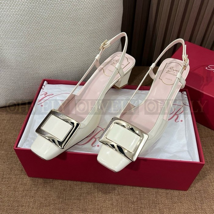 로저비비에 트럼펫 메탈 버클 슬링백 펌프스