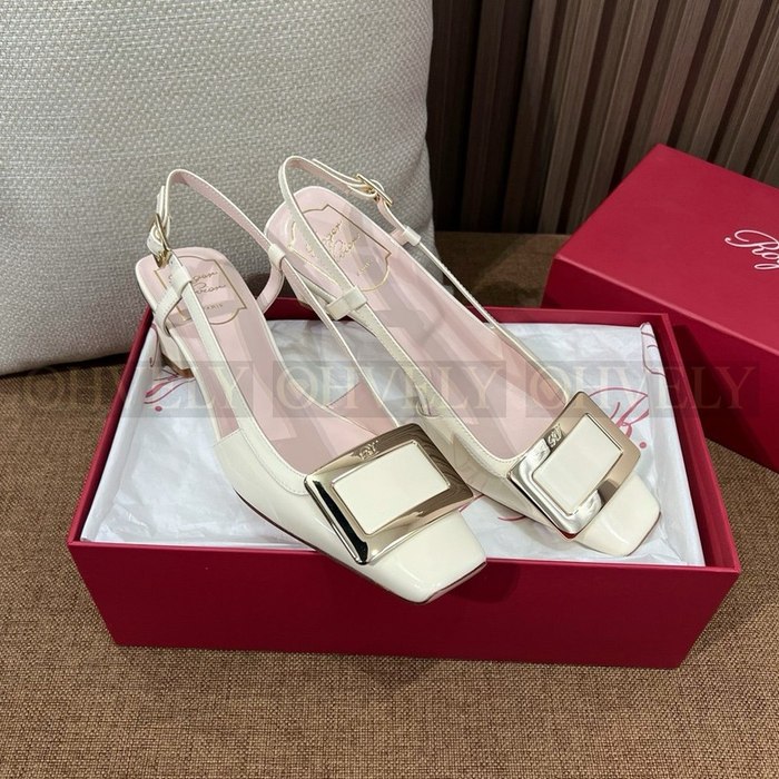 로저비비에 트럼펫 메탈 버클 슬링백 펌프스