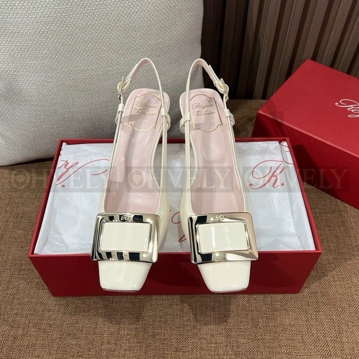 로저비비에 트럼펫 메탈 버클 슬링백 펌프스