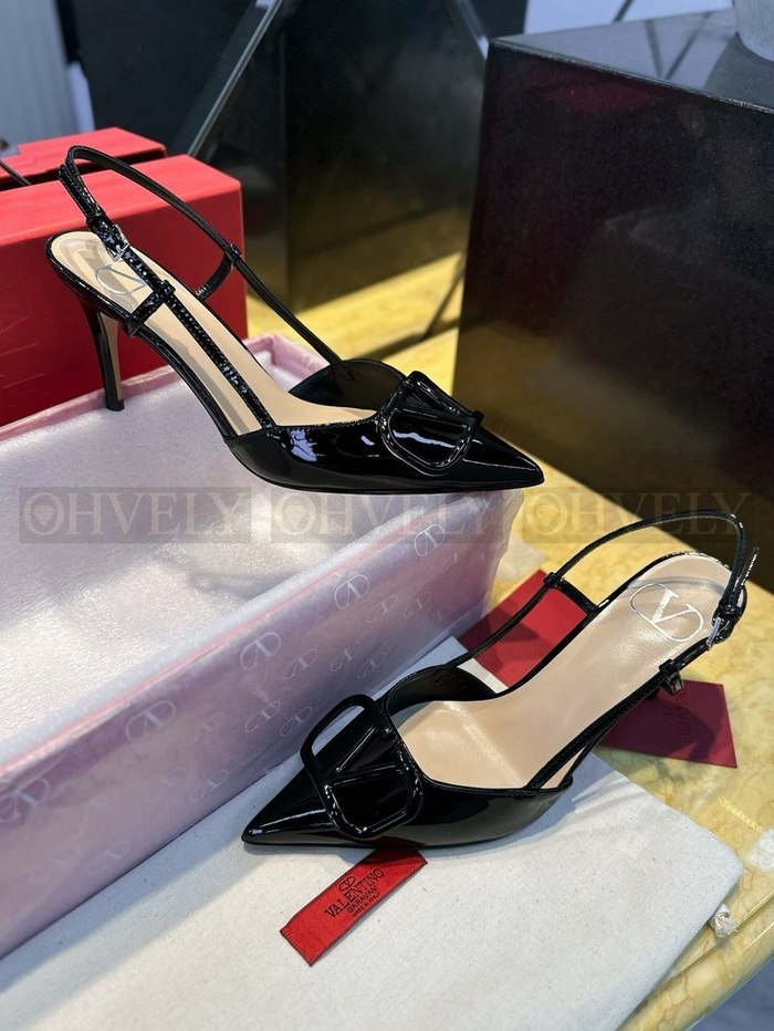 발렌티노 페이던트 브이로고 시그니처 슬링백 펌프스