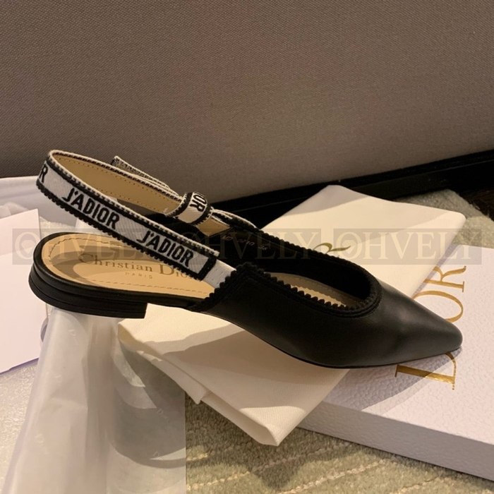 디올 레더 슬링백 플랫