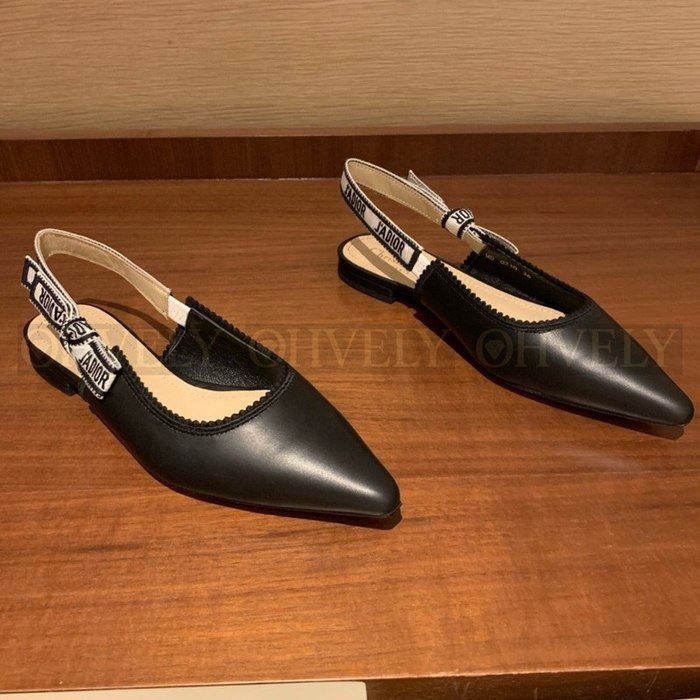 디올 레더 슬링백 플랫