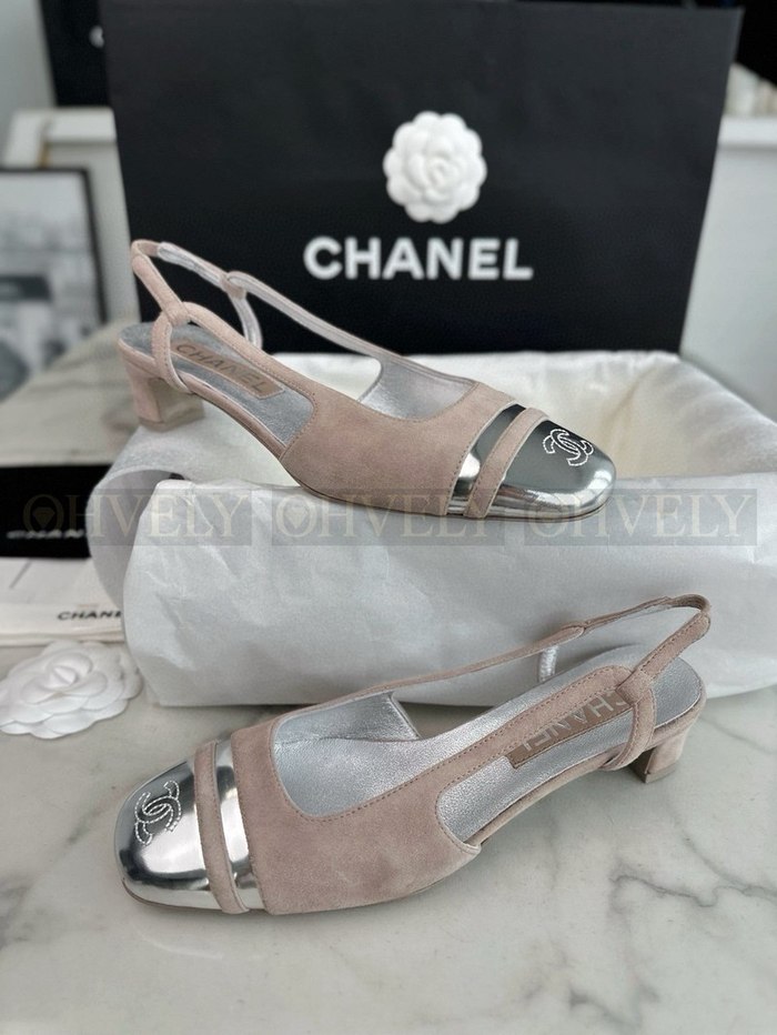 샤넬 24C CC로고 투톤 스웨이드 슬링백