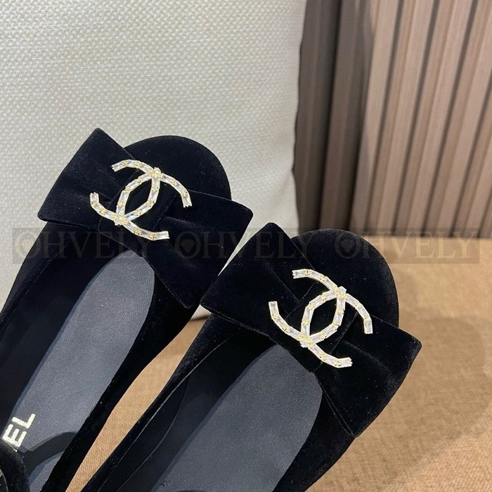 샤넬 CC 리본 벨벳 메리제인