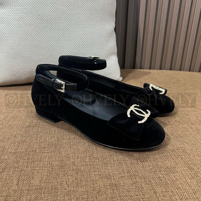 샤넬 CC 리본 벨벳 메리제인