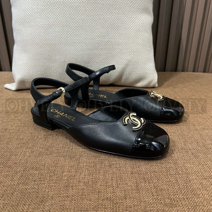 샤넬 CC로고 더블 캡토 스트랩 슬링백