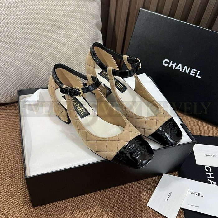 샤넬 CC로고 벨벳 메리제인 힐