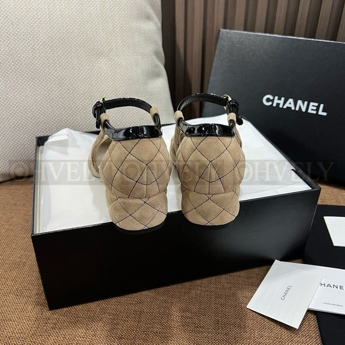 샤넬 CC로고 벨벳 메리제인 힐