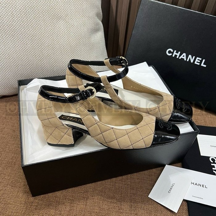 샤넬 CC로고 벨벳 메리제인 힐