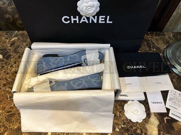 샤넬 데님 발레리나 플랫