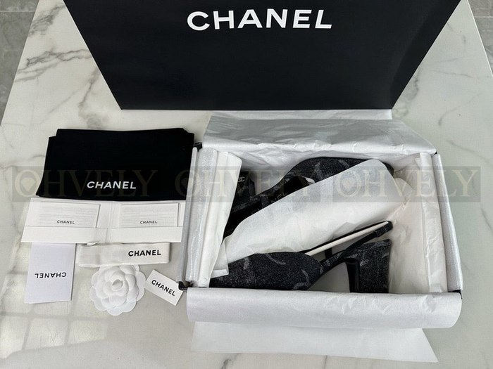 샤넬 데님 슬링백 미드힐