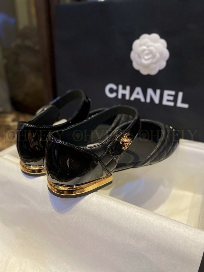 샤넬 턴락 퀄팅 메리제인 플랫