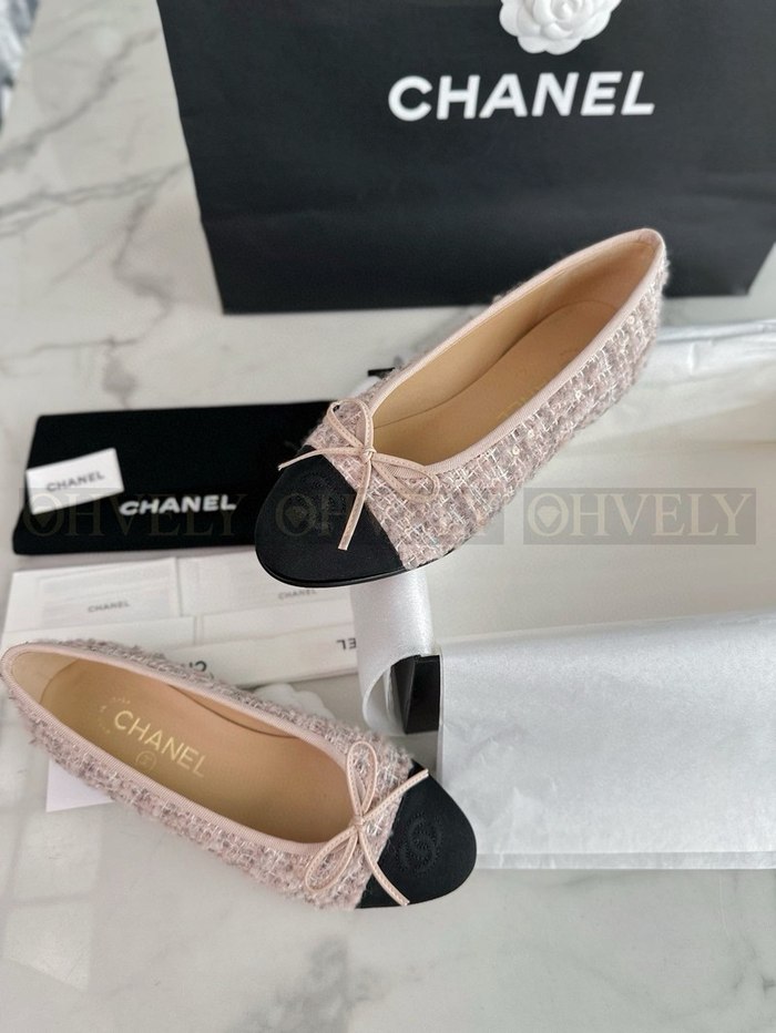 샤넬 트위드 발레리나 플랫