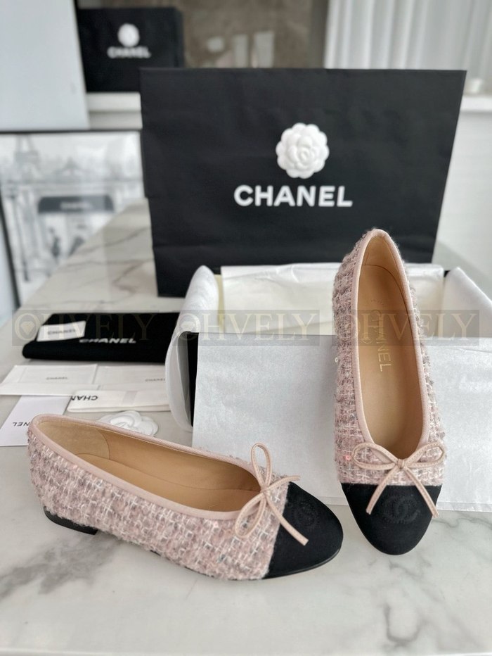 샤넬 트위드 발레리나 플랫