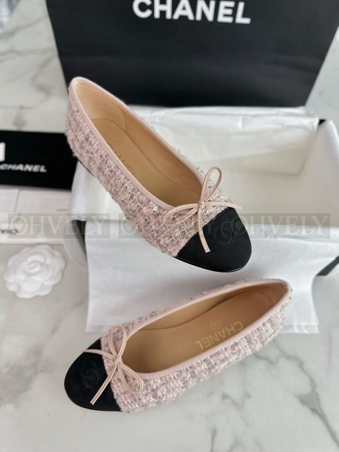샤넬 트위드 발레리나 플랫