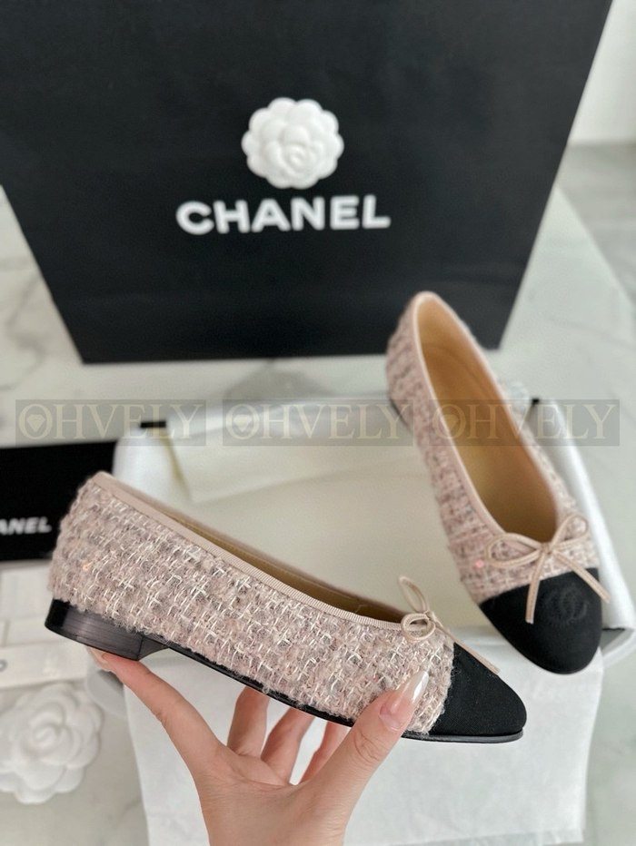샤넬 트위드 발레리나 플랫