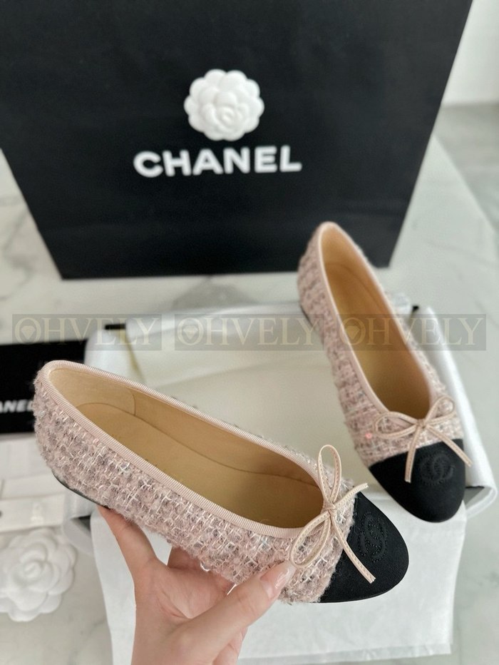 샤넬 트위드 발레리나 플랫