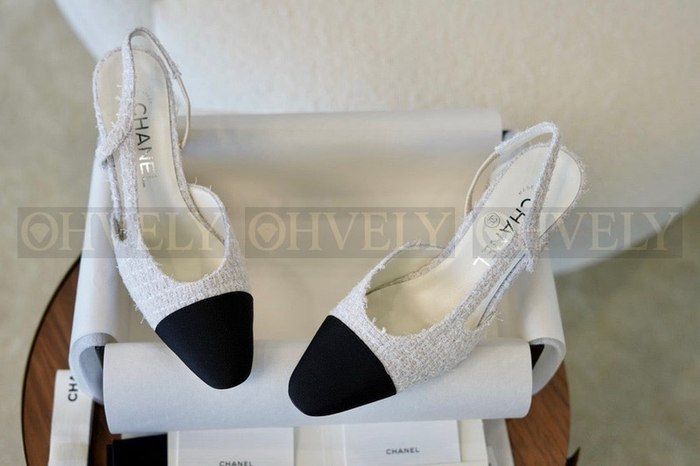 샤넬 트위트 슬링백 미드힐