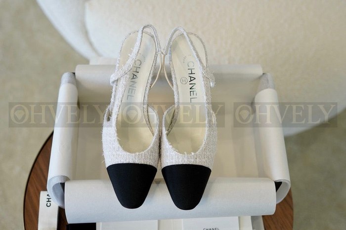 샤넬 트위트 슬링백 미드힐