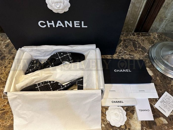 샤넬 트위트 슬링백 미드힐