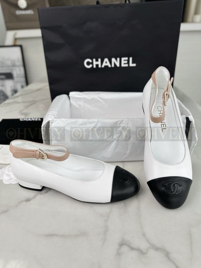 샤넬 펄 디테일 메리제인 플랫