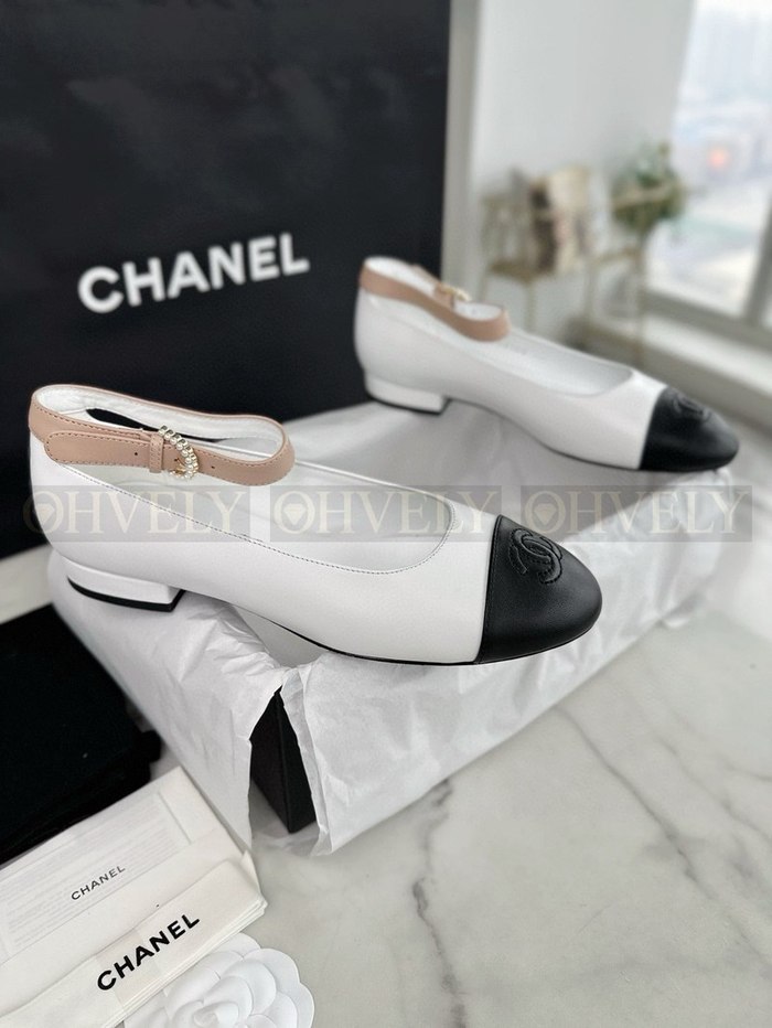 샤넬 펄 디테일 메리제인 플랫