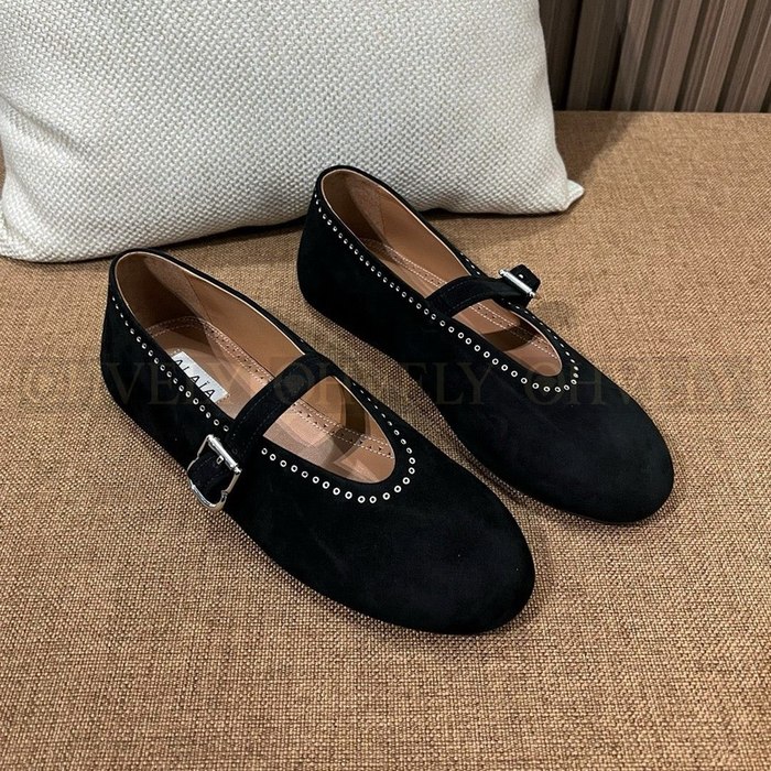 알라이아 메리제인 스웨이드 발레리나 플랫