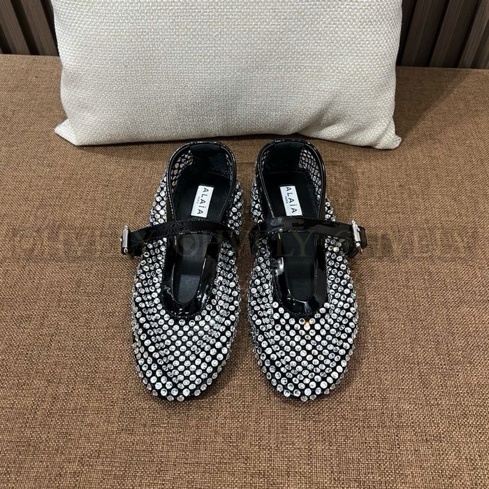 알라이아 크리스탈 메쉬 플랫 슈즈