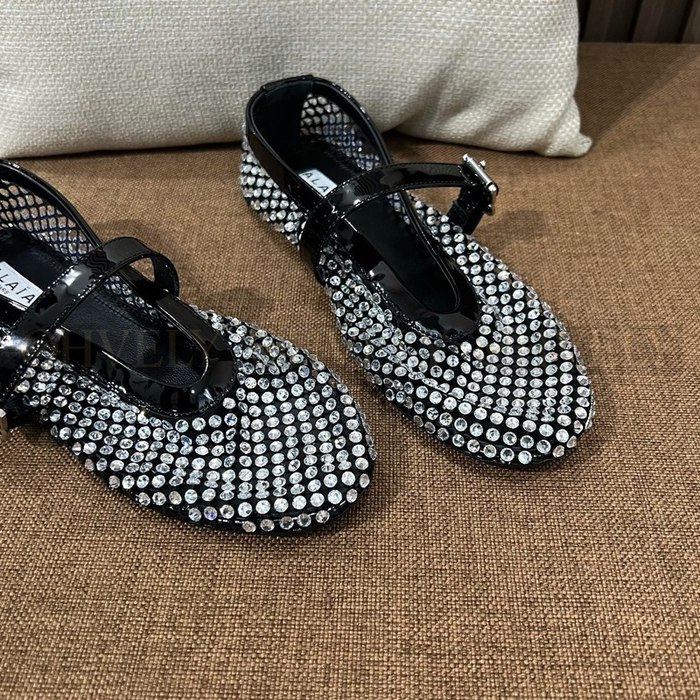 알라이아 크리스탈 메쉬 플랫 슈즈