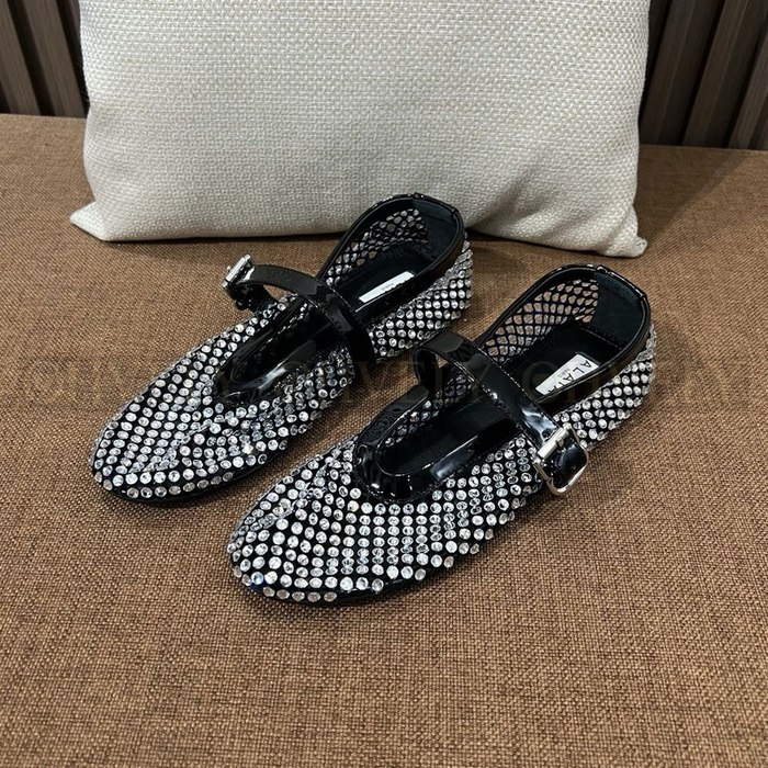 알라이아 크리스탈 메쉬 플랫 슈즈