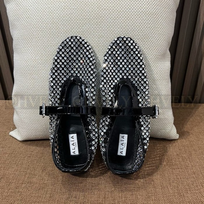 알라이아 크리스탈 메쉬 플랫 슈즈