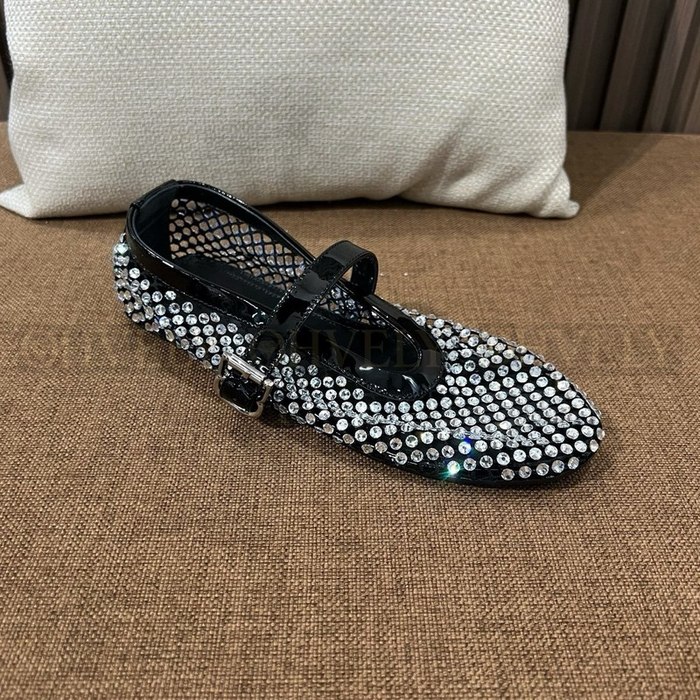 알라이아 크리스탈 메쉬 플랫 슈즈