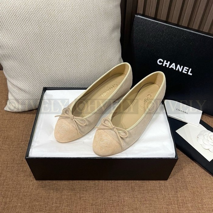샤넬 스웨이드 발레리나 플랫