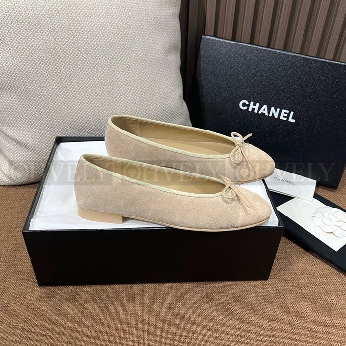 샤넬 스웨이드 발레리나 플랫