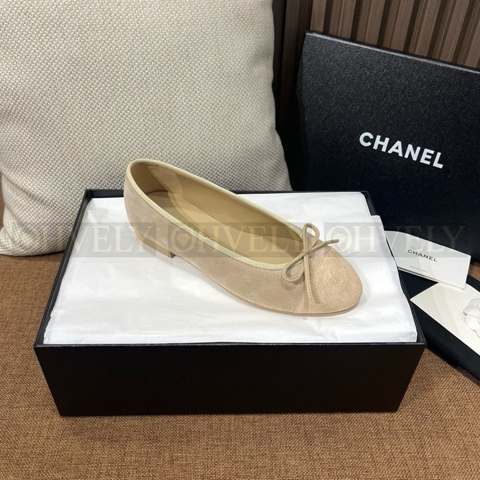 샤넬 스웨이드 발레리나 플랫