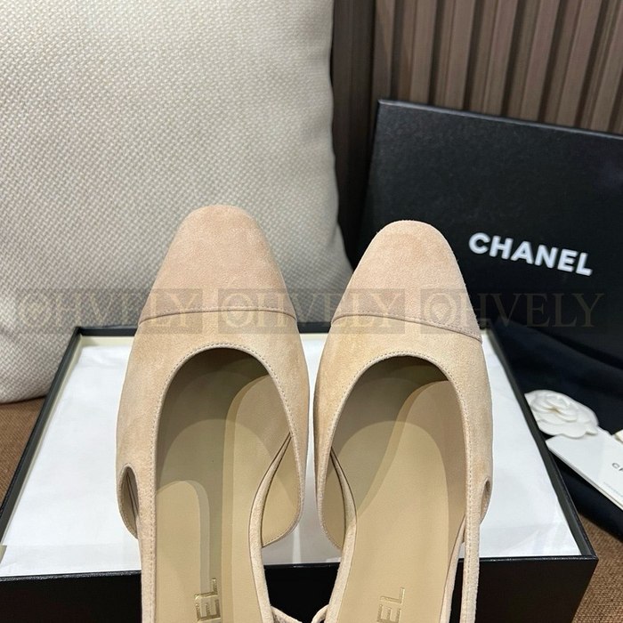 샤넬 스웨이드 슬링백 플랫