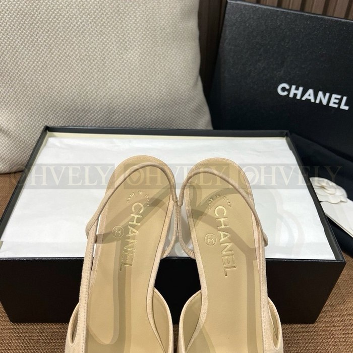 샤넬 스웨이드 슬링백 플랫