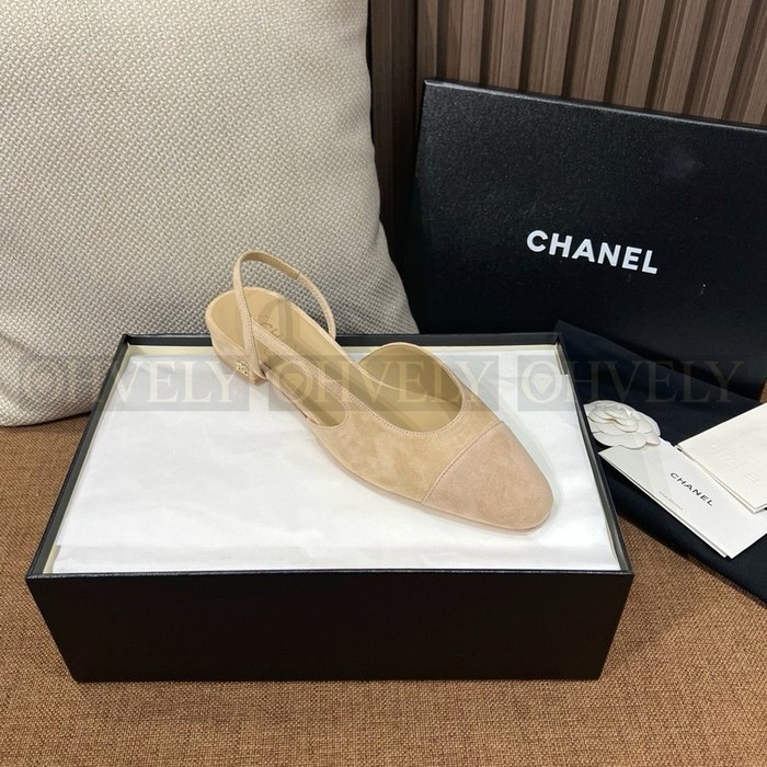 샤넬 스웨이드 슬링백 플랫