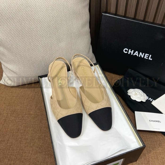 샤넬 스웨이드 슬링백 플랫