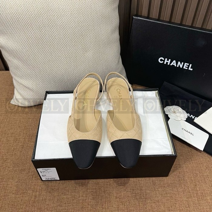 샤넬 스웨이드 슬링백 플랫