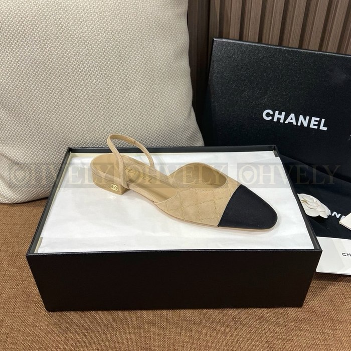 샤넬 스웨이드 슬링백 플랫