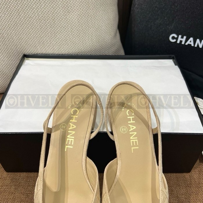 샤넬 스웨이드 슬링백 플랫