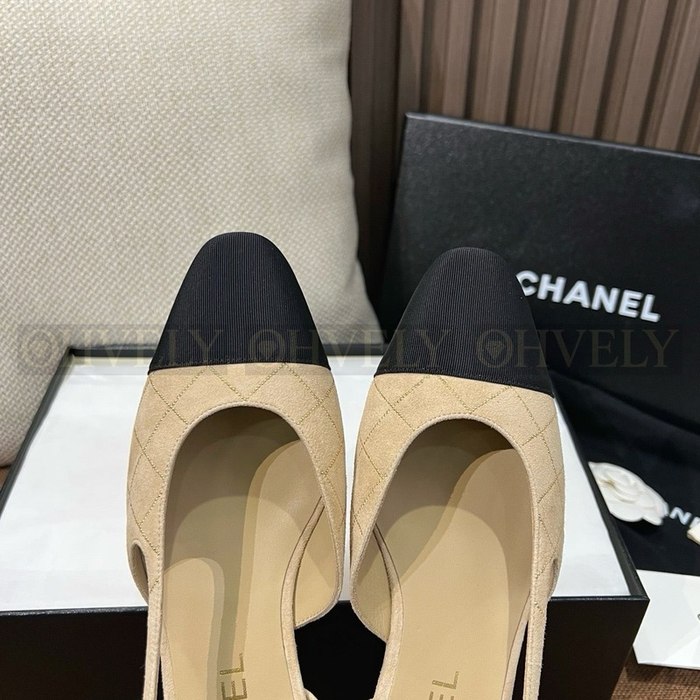 샤넬 스웨이드 슬링백 플랫