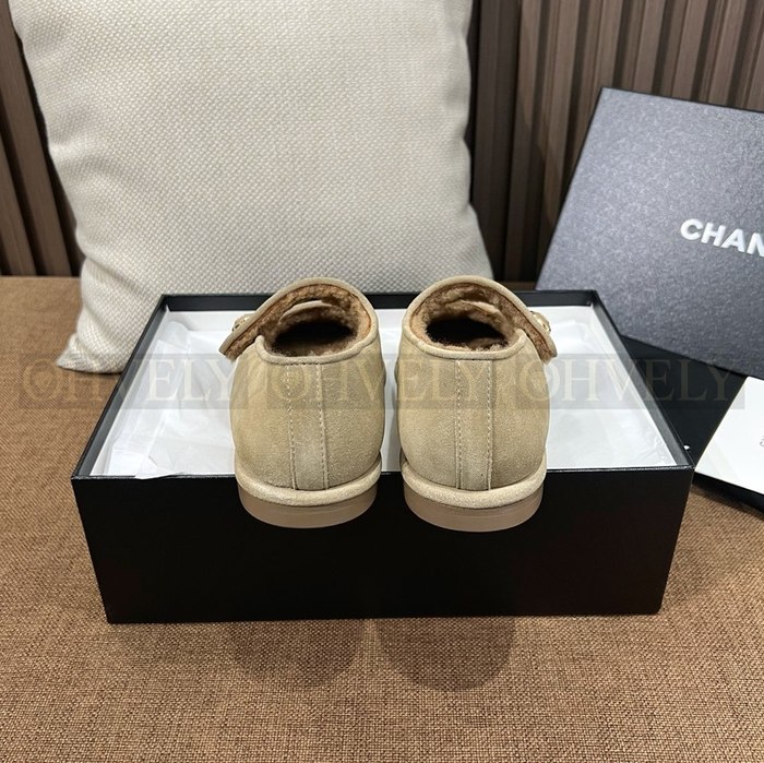샤넬 시어링 메리제인 스웨이드 테디 퍼 플랫 슈즈