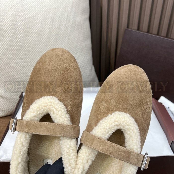 알라이아 시어링 스웨이드 발레리나 플랫